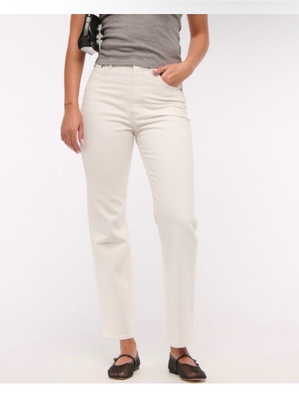 Abercrombie & Fitch Straight Leg Jeans - Cream